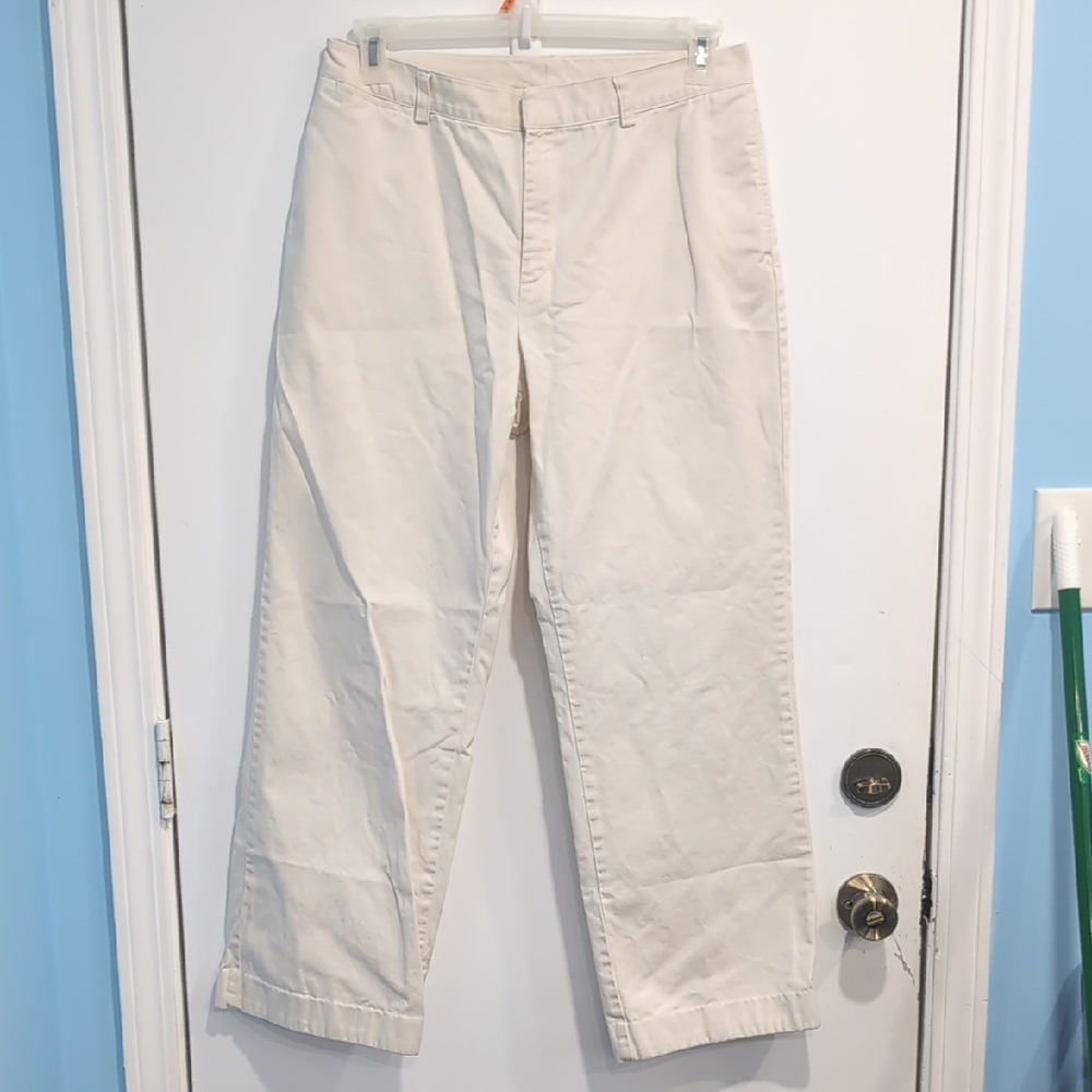Lauren Rallph Lauren Women's Cream Classic Chinos Sz 10 Straight Leg 100% Cotton